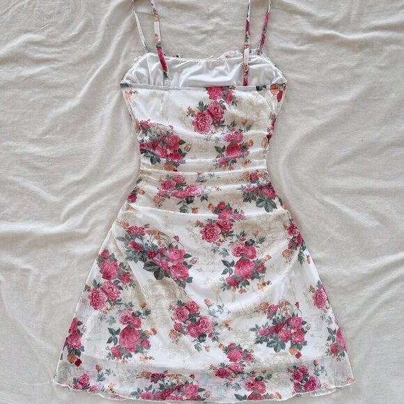 Apricot Boho Women's Floral Print Vacation  Flowy Slip Dress - Picture 2 of 6